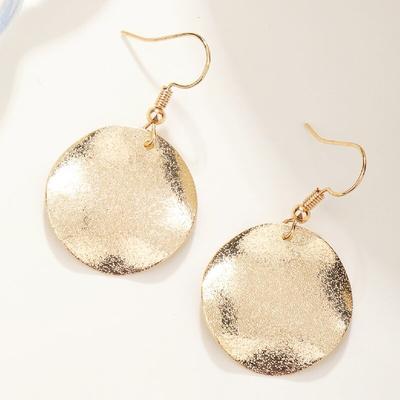 Irregular Round Earrings Simple Curved Frosted Perforated Earrings Jewelry