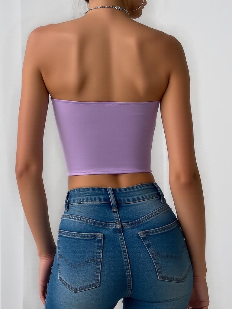 Diamond Cross Fishbone Satin Corsage Bandeau Top