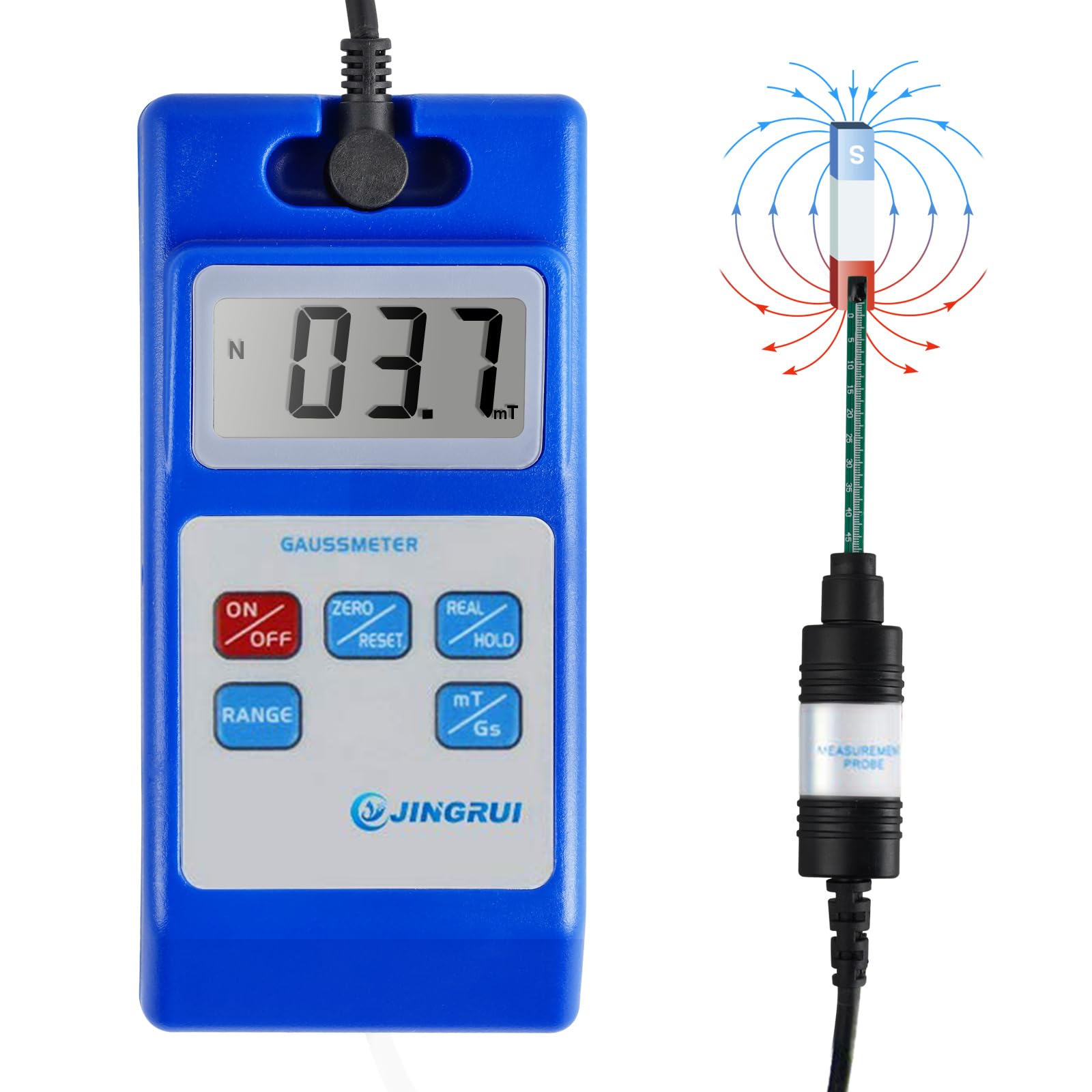 

YJINGRUI Цифровой WT103 5 класс Магнитное поле Напряженность магнитного поля Измерение в теслах Высокая магнитная сила WT103 5 класс Точность Гауссметр,