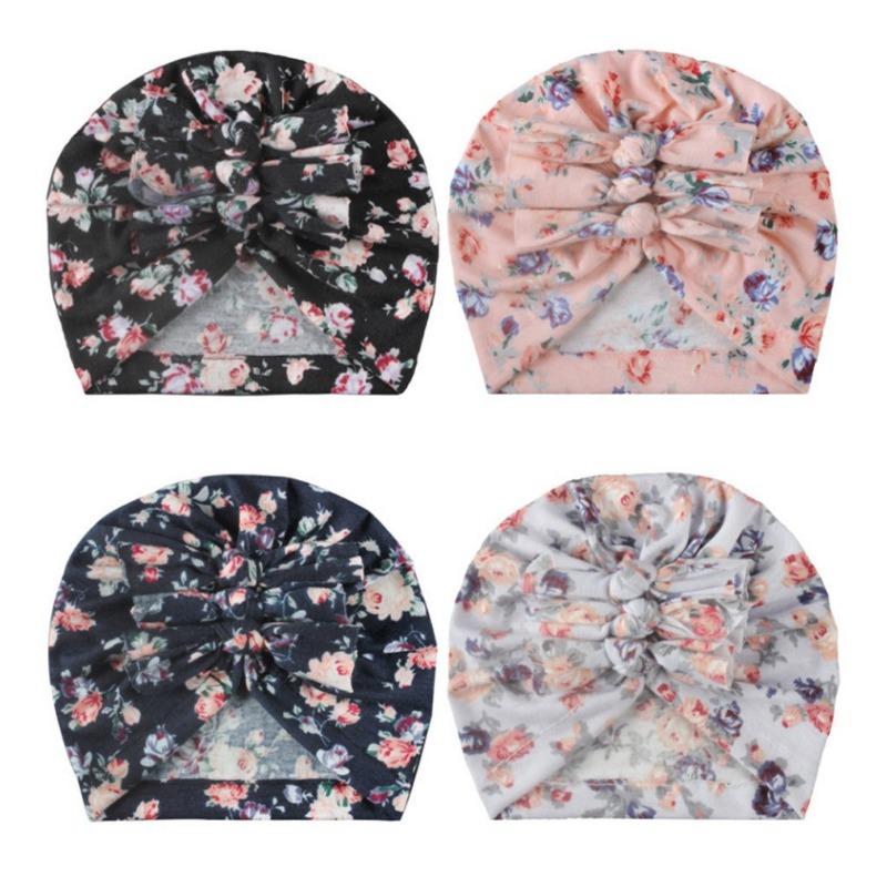 New Baby Bow Hat, Printed and Tied Children's Boneless Hat, Thin Comfortable Baby Fetal Hat