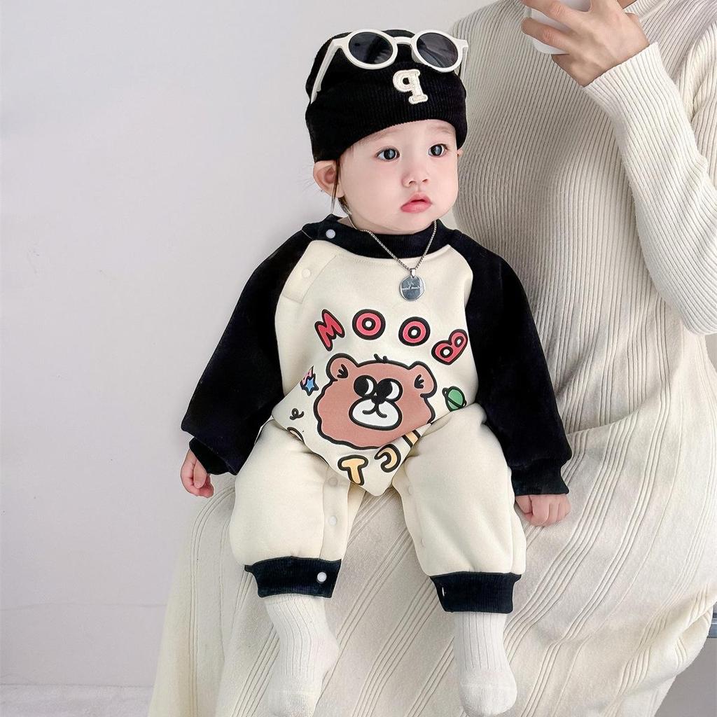 Trendy Little Bear Spring Baby Onesie - Cartoon Boy Romper Crawling Suit