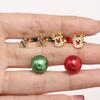 Xinyixin Christmas Tree Reindeer Zircon Stud Earrings with Colorful Bead Backs