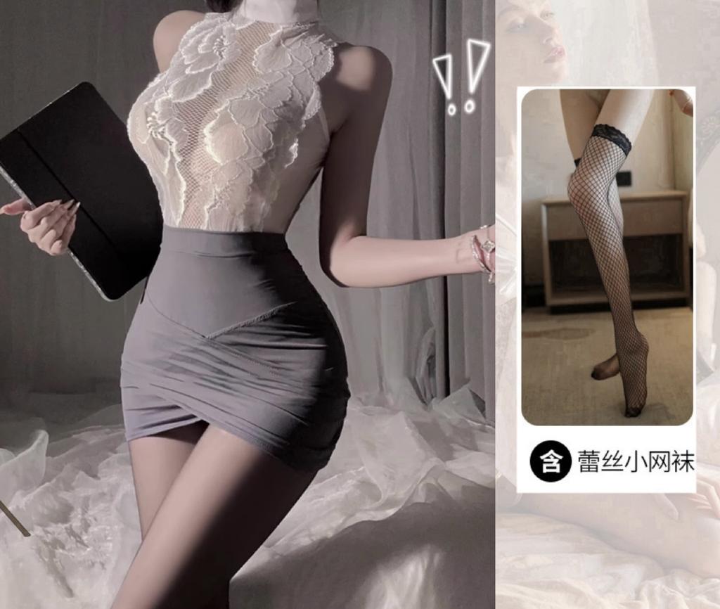 Domila's New Stewardess Secretary Hip Skirt Is Passionate and Seductive, Sexy Hollow Uniform, No Small Chest Open Uniform