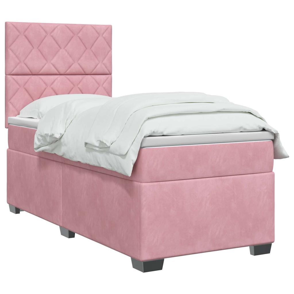Boxspring bed with mattress and headboard pink 80 x 200 cm velvet