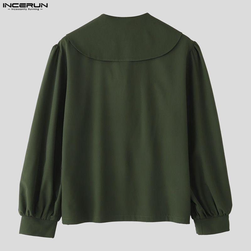 INCERUN Oversized Men Outfits Naval Collar Long Sleeve Shirts Long Pants Casual Two Pieces