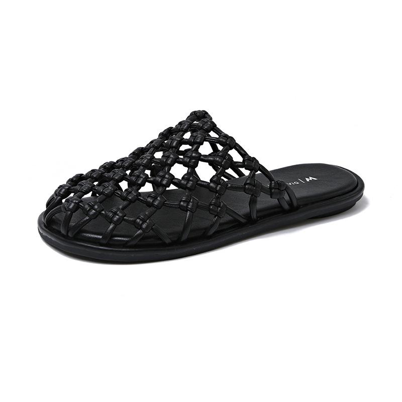 

Fashion hollow mesh breathable bag head slippers women s summer 2025 new outer wear casual versatile one-word drag 40