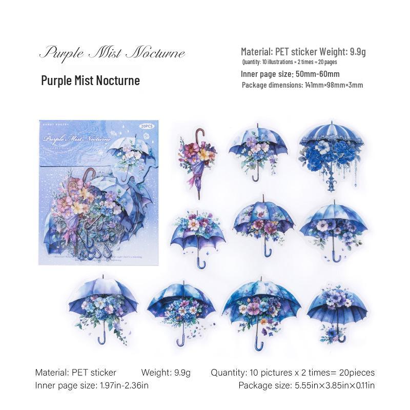 

Sugar Poem Watercolor Flower & Umbrella Scenery Stickers - Concerto Series for DIY Journal Decoration