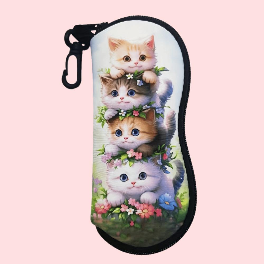 

Nylon Sunglasses Storage Bag with Keyring Durable Sunglasses Pouch Solid Color Portable Hanging Sunglasses Eyewear Accessories