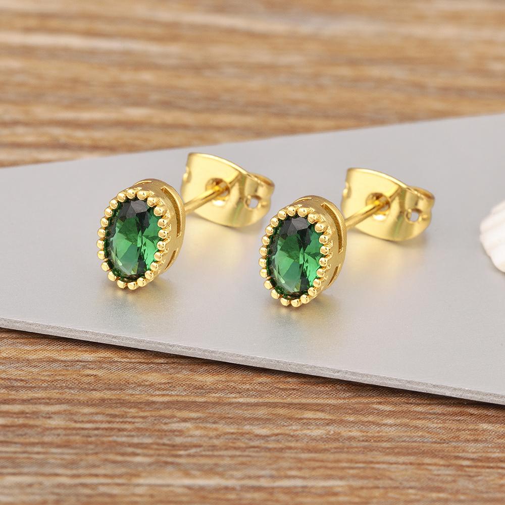 

Nidin Korea Popular Irregular Elegant Round Shape Delicate Zircon Earrings For Women Girls Daily Party Jewelry Accessories Gift зелёный