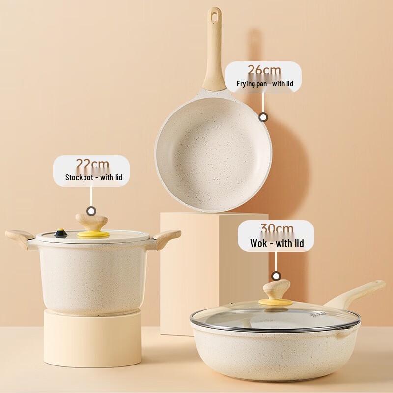 Chuidahuang Big White Non-stick Cookware Set