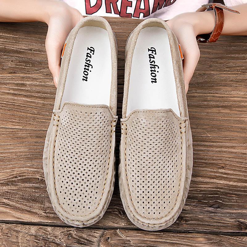 Breathable Casual Leather Mens Shoes Slip On Summer Loafers Hot Sale Driving Shoes Ultra-light Male Moccasins Leisure Walk Flats