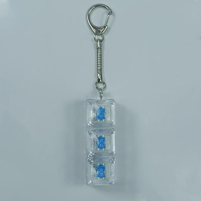 DIY LED Keyboard Fidget Keychain 9 Keys Clicker Button Stress Relief Key Chain for Adult Office Desk Finger Exercise Keycap