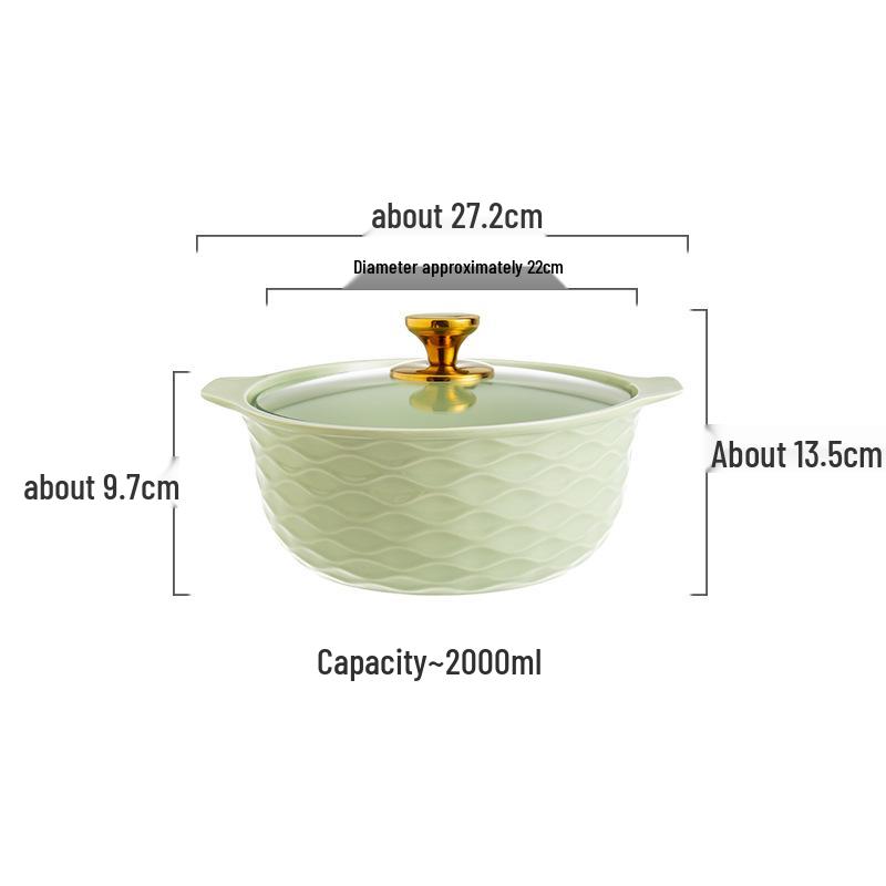 Ceramic Double-Handled Large Soup Bowl with Lid - High-End Design, Ideal for Home Use, Sauerkraut Fish, and Commercial Soups.