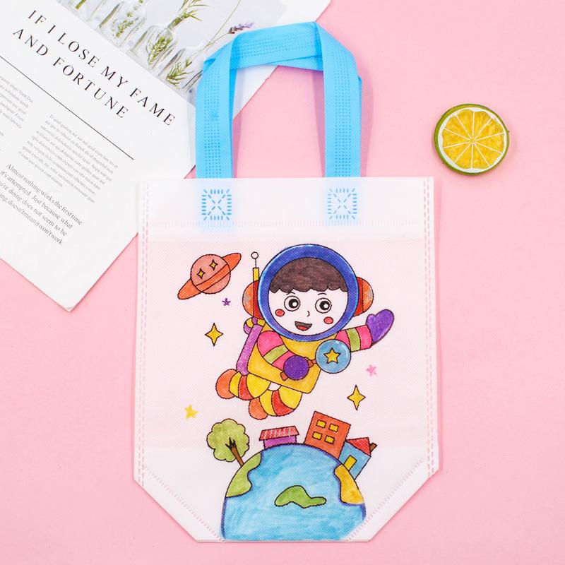 Non-Woven Graffiti Bag Diy Garbage Sorting Bag Children'S Hand-Painted Production Coloring Painting Handbag Material