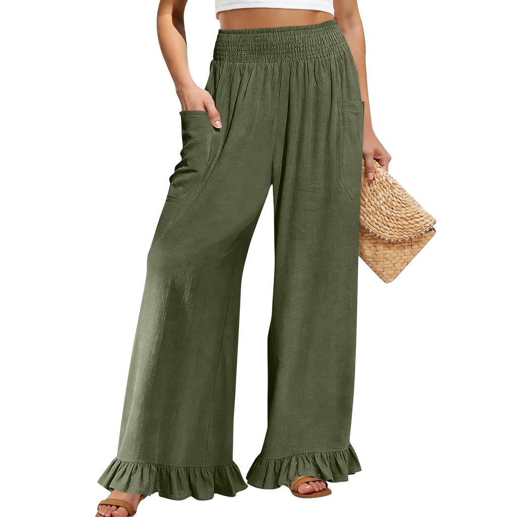 Women's Wide-leg Pants With Pockets, Comfortable Dress Pants, Women's High-waisted Business Casual Pants