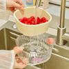 Double Layer Draining Basket Small Size Kitchen Vegetable Fruit Washing Colander Strainer with Handle and Stand for Household Use