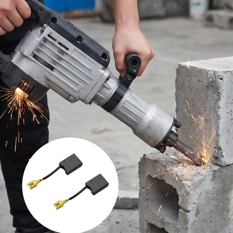 10Pcs Carbon Brush Replacement Set for Demolition Hammer Repair with Wire Terminal Connector Tool Service Parts