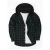 Mens Classic Plaid Long Sleeve Hooded Shirts Multi Pockets Thin Cotton Light Jacket Relaxed Fit Casual Outwear