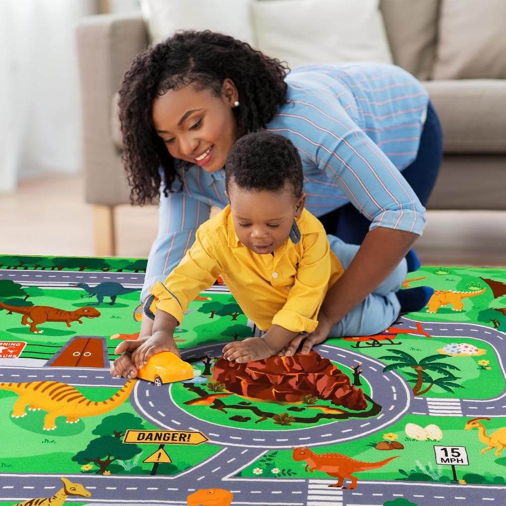 Fun Dinosaur Animal Park Track Carpet Interactive Floor Mat Living Room Bedroom Sofa Rug Kid's Playmat Parent-child Activity Rug