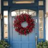American-style Artificial Berry Holly Christmas Wreath 45 CM DIY Xmas Red Berry Garland Simulated Green Leaf Red Fruit Wreath