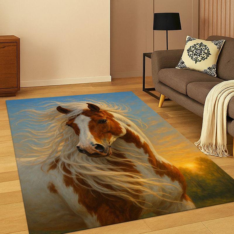Tappeto Animale Cartoon Cavallo Steed per Camera da Letto Soggiorno Divano Sala Giochi Zerbino Decorazione Casa, Tappeto Area Bambini Antiscivolo
