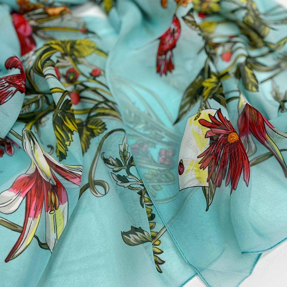 Sun-Resistant Silk Scarf Breathable Long Wraps Durable Bandana for Women