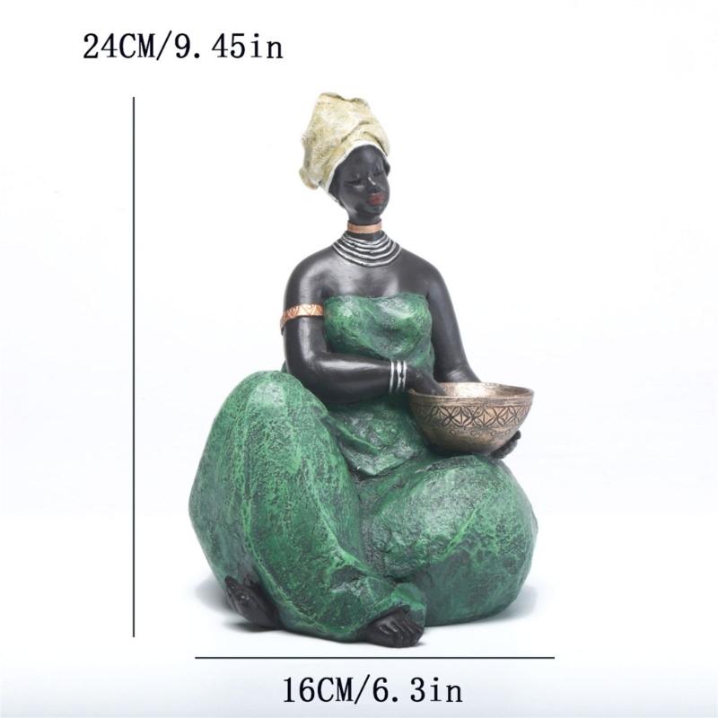 African Women Sculptures Exotic Tribal Lady Figurines Statue Collectible Art Crafts Desktop Ornament Home Office Decors