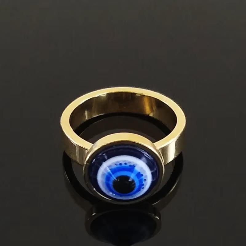 Anello Portafortuna Occhio Blu Malvagio Turco in Acciaio Inossidabile Anelli Dita Moda Donna Colore Argento Gioielli Regalo acciaio inossidabile R320S05