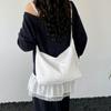 Korean niche star printed shoulder bag Korean largecapacity messenger bag casual pleated commuter fresh tote bag