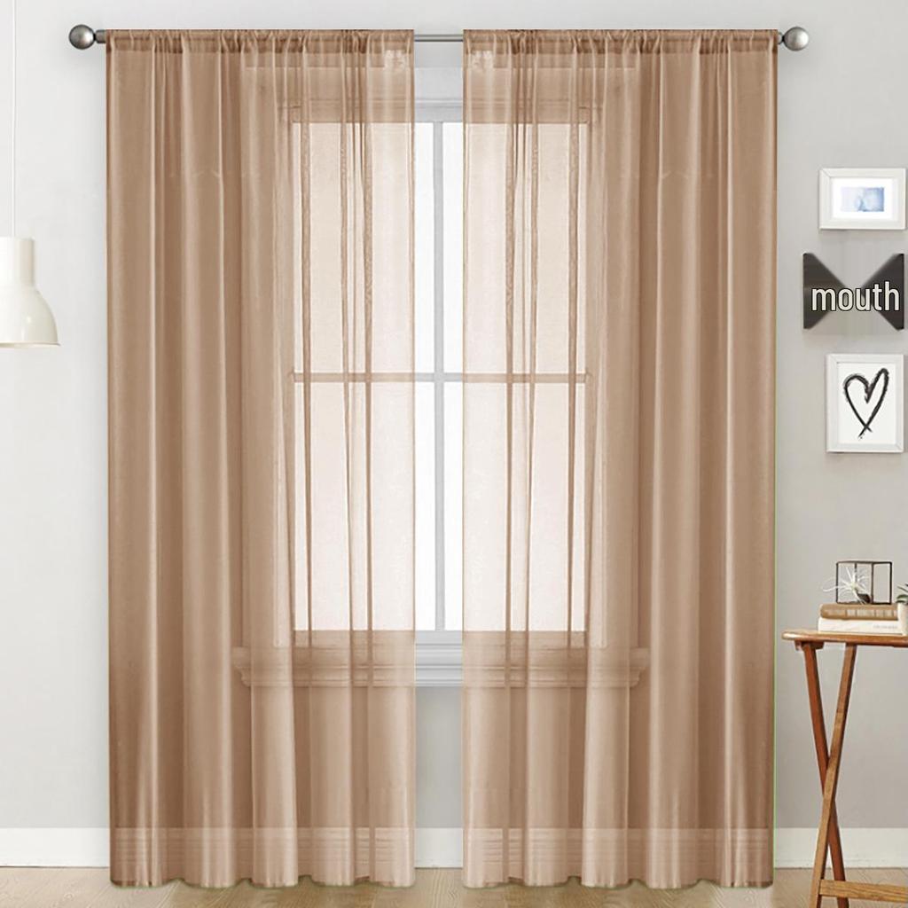 Solid Color Double String Terylene Semi-Light-Blocking Gauze Curtain