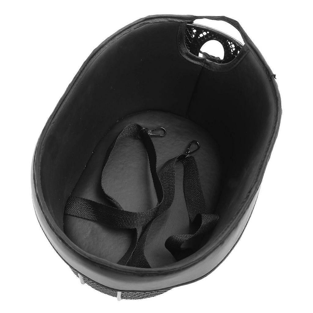 Dog Bike Basket Mountain Bike Shopping Basket Portable Cat and Dog Carrier for Bike Front Crossbar with Sponge Liner Safety Strap (Black)