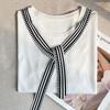 Bailuyu Elegant Striped Ribbon Knit Top