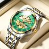 Custom Brand Hollow Dial Automatic Mechanical Watch for Men Stainless Steel Band Crystal Waterproof Wrist Watch Reloj De Lujo