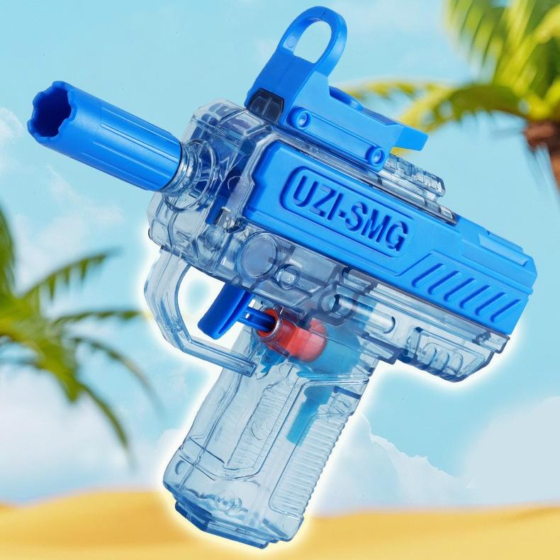 Uzi Electric Water Gun Swimming Pool Games Beach Children Outdoor Toys Boys Automatic Blaster Toy Gun Transparent Water Minigun