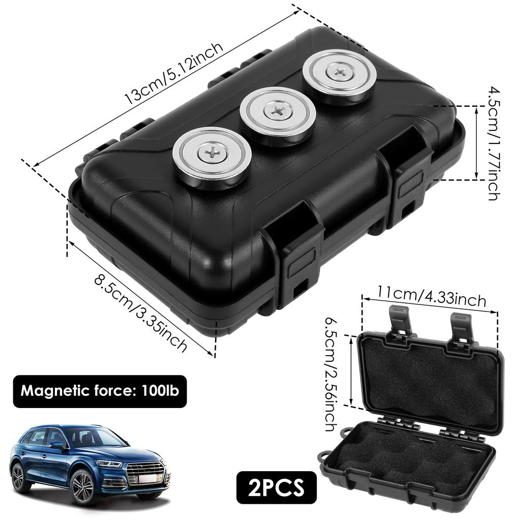 1/2Pcs Magnetic Key Holder Under Car Hide Key Box Waterproof Key Hider Rustproof Multifunctional Box for Spare Key GPS Locator