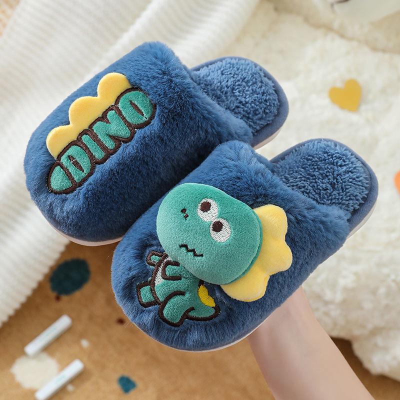 Children Cartoon Slippers Soft Bottom Cute Slipper Dinosaur Warm Children Baby Cotton Slippers Kids Shoe for Girl Zapatos Niña