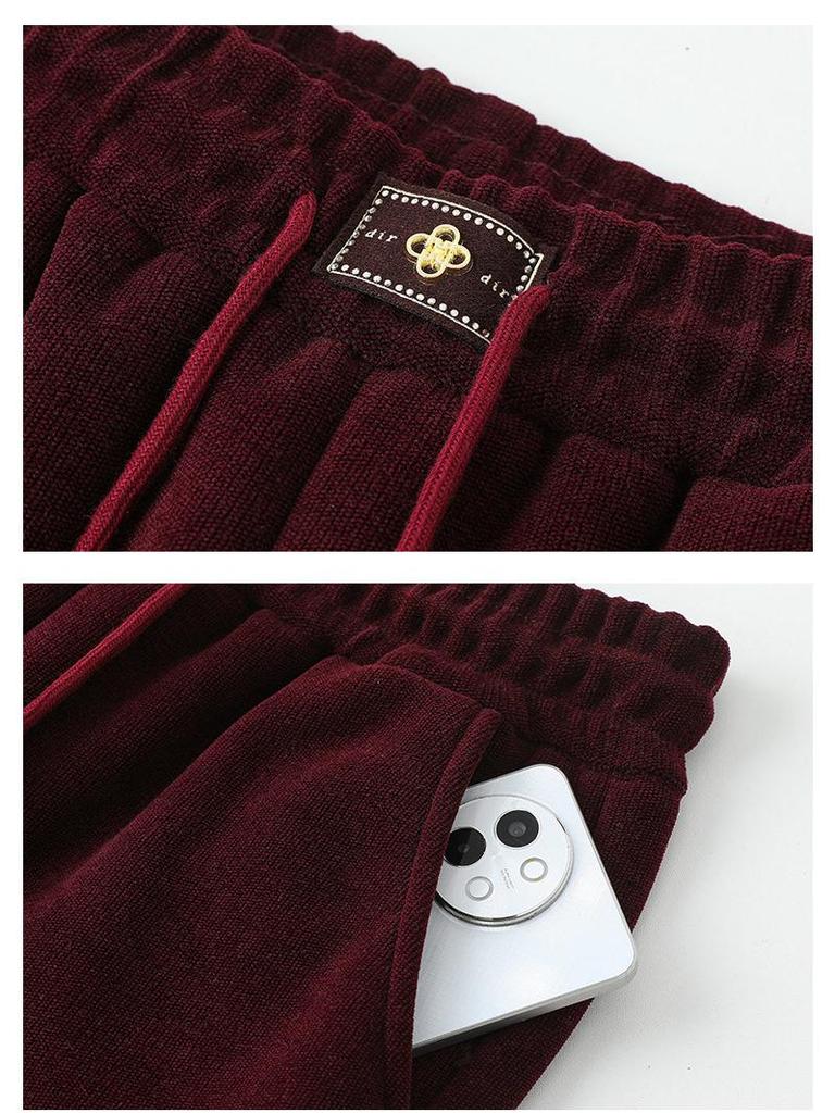 Mom's Stylish Fleece-Lined Winter Pants: Elastic Waist, Straight-Leg, 2025 Style for Mid-Aged and Elderly Women, 50+