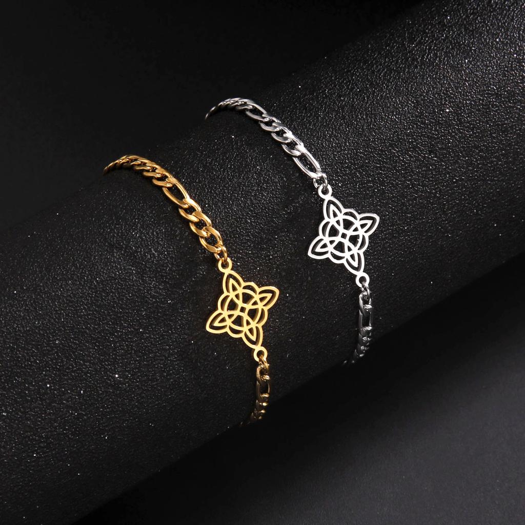 Cazador Witch Knot Wax Rope Bracelet for Women Stainless Steel Amulet Wicca Charm Bracelets Witchcraft Jewelry Mother Day Gift