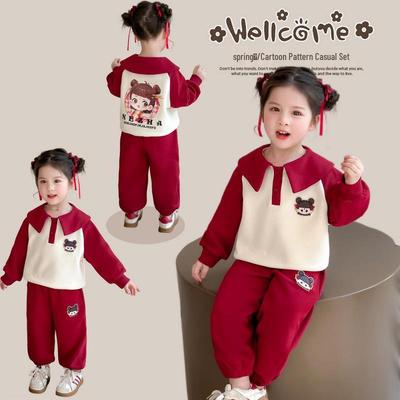 Meng Tang Tang Frühjahrskollektion: Koreanischer Stil Nezha Hoodie & Cartoon Jacken Set für Baby Mädchen