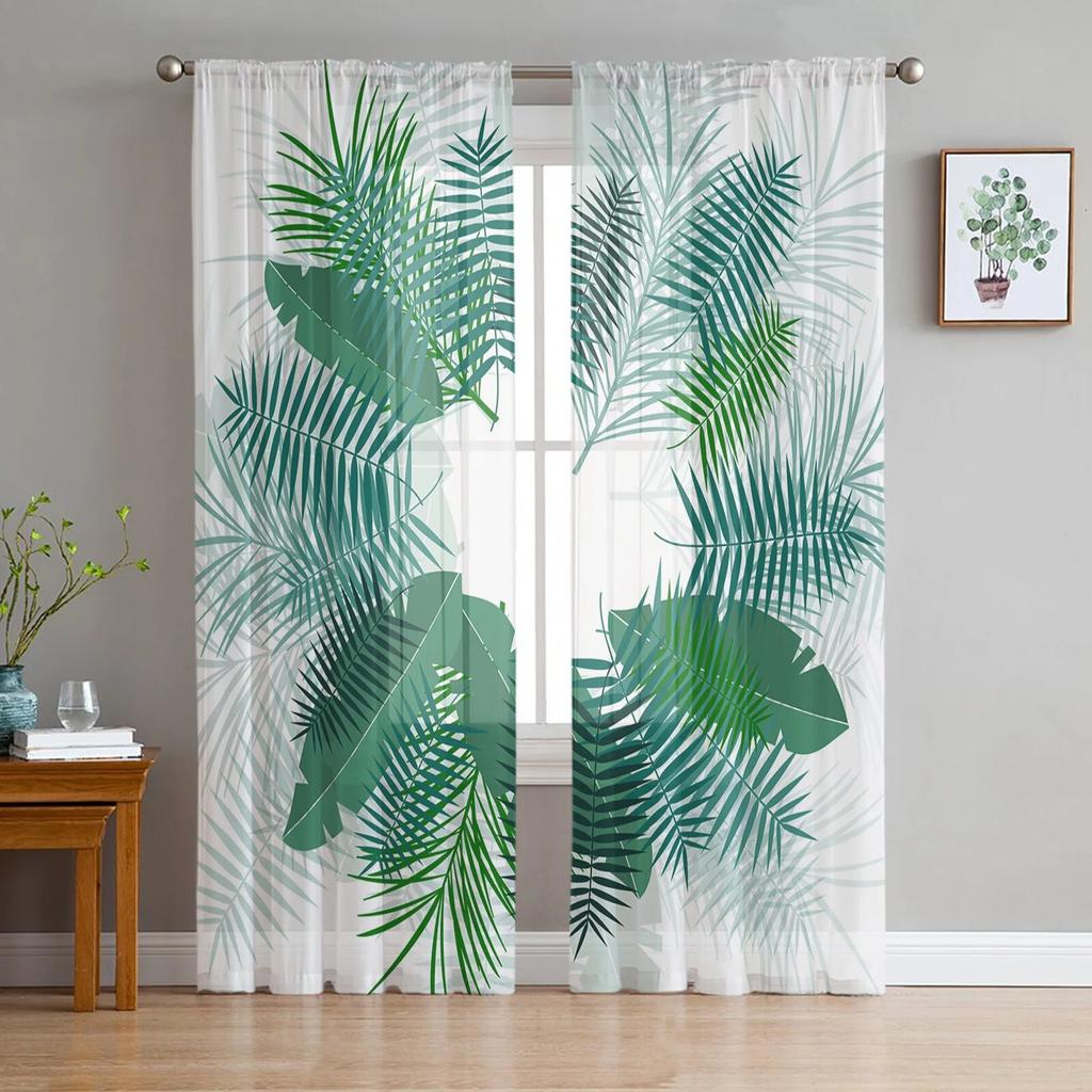 Tropical Plant Decoration Sheer Curtains Window Curtains For Living Room Bedroom Blinds Kids Room Home Decor