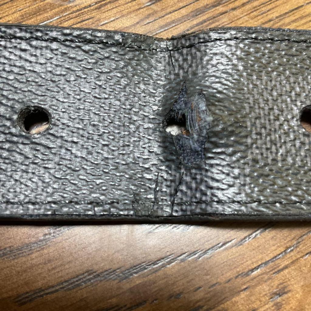 Used LOUIS VUITTON Damier Graphite Belt 90cm