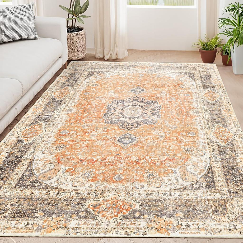 Traditioneller Persischblauer Blumendekor Teppichmatte Retro Böhmischer Stil Rutschfester Teppich Heim Wohnzimmer Dekoration Teppich