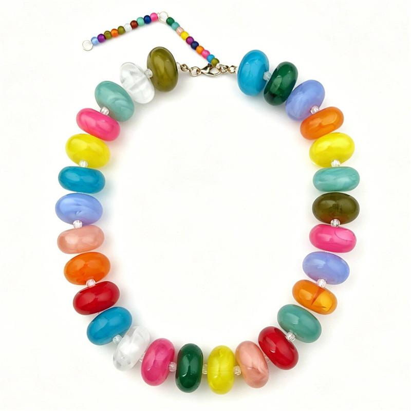 Collana Casual alla Moda con Perline in Resina Dopamina Charms Gioielli Chunky Adatta per Donne Uso Quotidiano Vacanze