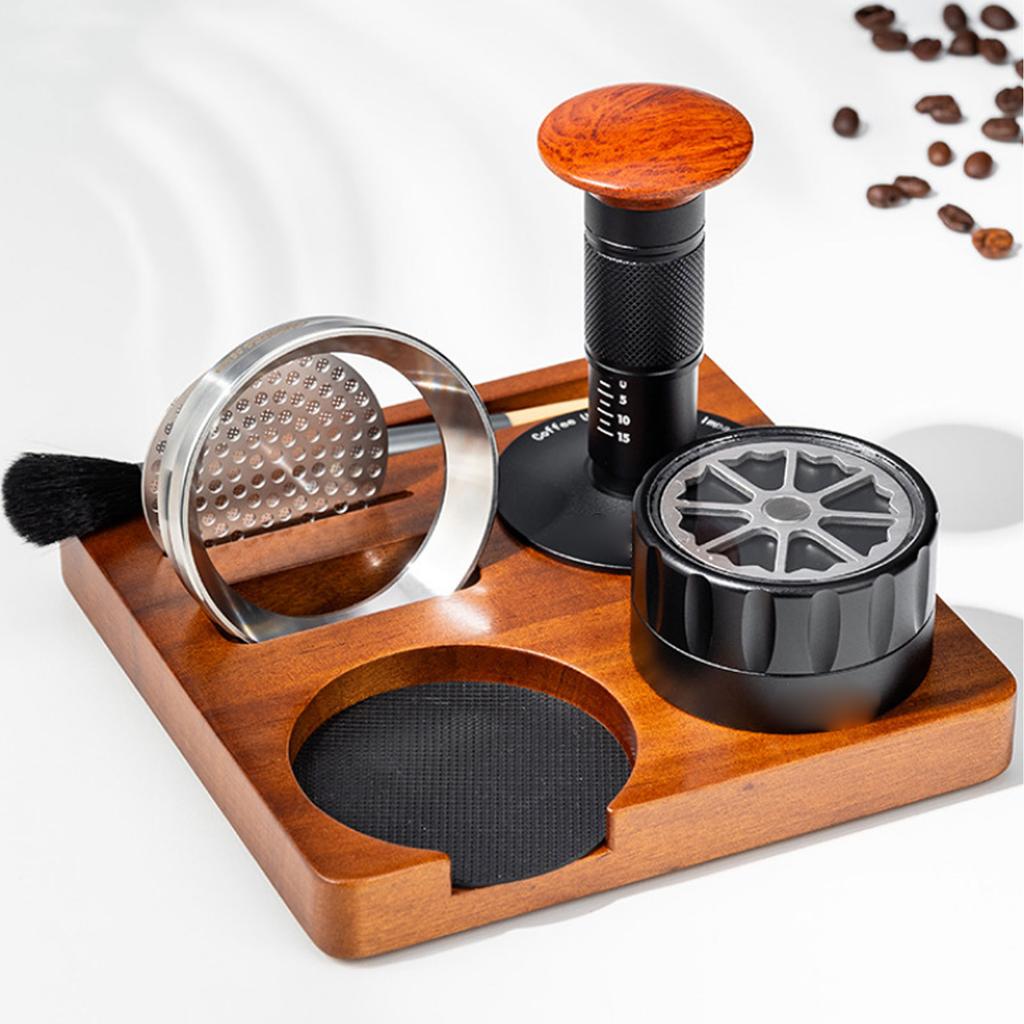   Filter Holder with Non-Slip Support for Coffee Pressing Station in Walnut Wood