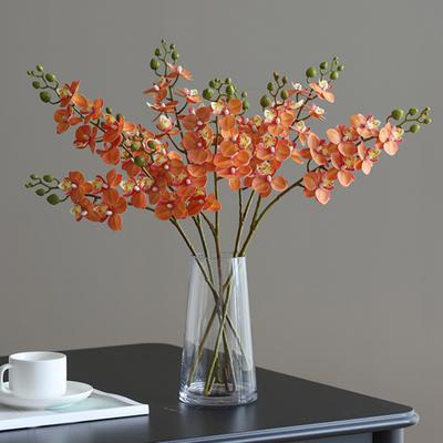 Artificial Moth Orchids 2 Fork Realistic Fake Silk Flower Wedding Party Home Office Table Centerpiece Faux Phalaenopsis Floral Branch Decoration