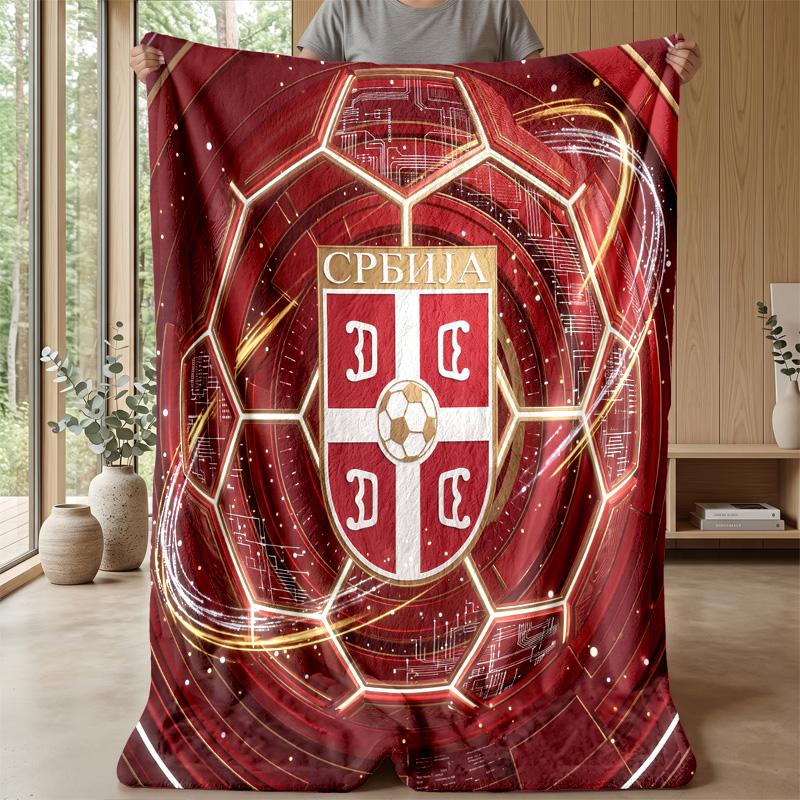 Serbien bedruckte Flanelldecke Hautfreundlich Warm Dekorativer Überwurf für Innen Couch Bett Tägliche Nutzung