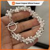 100% Solid 925 Sterling Silver Metal Bracelet for Women Vintage Handmade Simple Balls Bracelet Birthday Gift Party