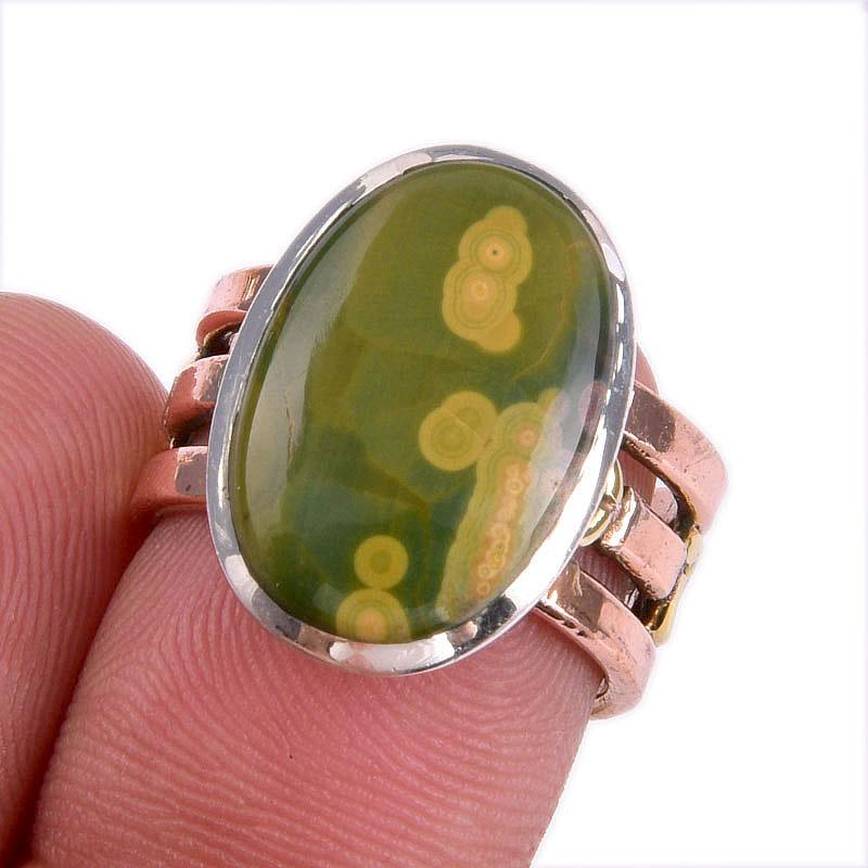 

Кольцо из серебра 925 пробы с натуральным океаническим яшмовым драгоценным камнем в двух тонах S.6 z4a77