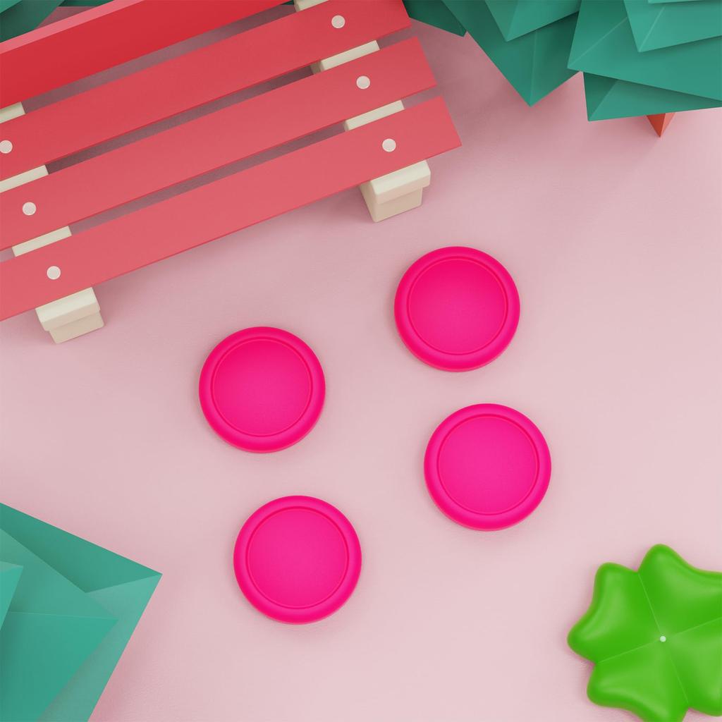 eXtremeRate PlayVital Cute Switch Thumb Grip Joystick Caps for Switch Lite Silicone Analog Covers for Bright Pink Caps, & & OLED, Joy-Con Sticks,