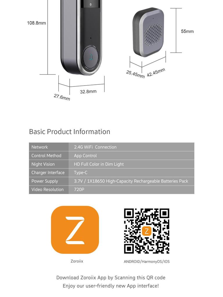 Two-Way Intercom Doorbell with Night Vision & Mobile Monitoring